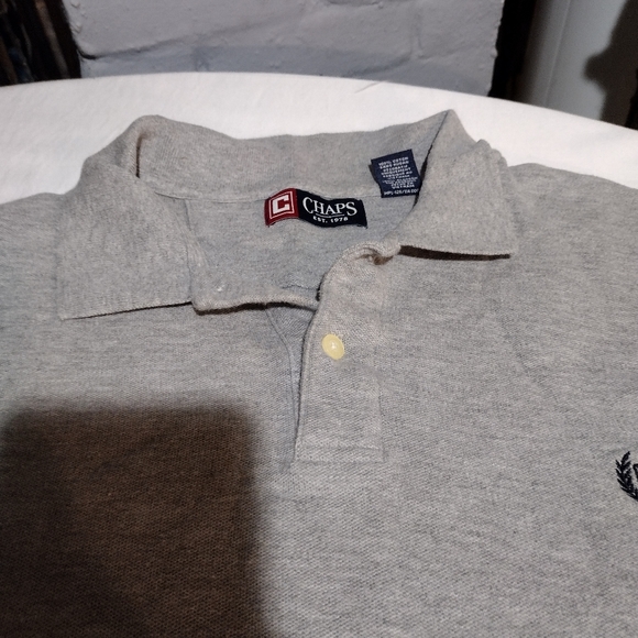 Chaps Heather Gray Cotton Pullover Short Sleeve Polo Shirt - Picture 10 of 10